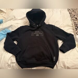 Black Hoodie with Graphic Print BASEBALL LIFESTYLE 101